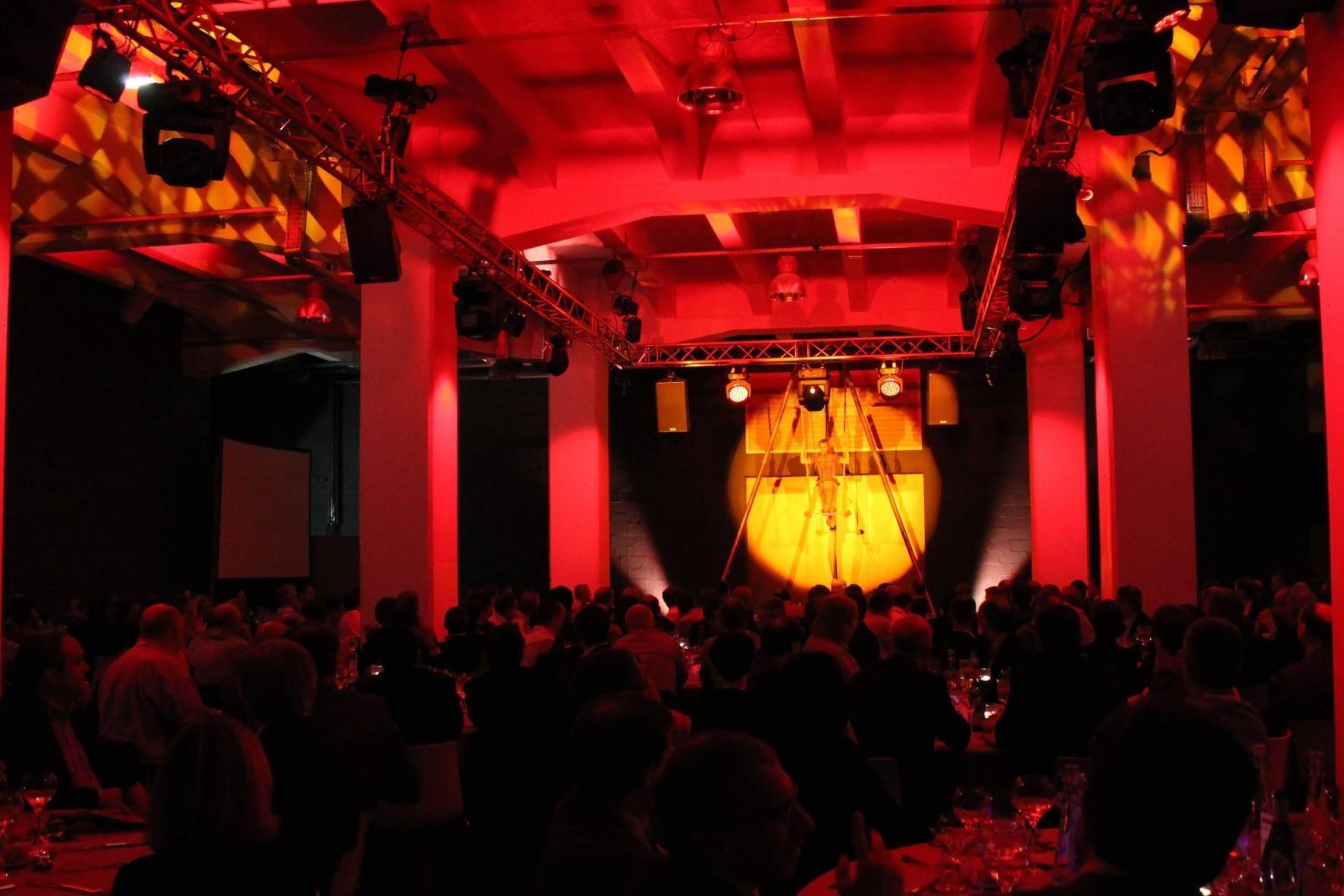 Diner de gala lyon location vidéo et lumière pour artiste sur scène