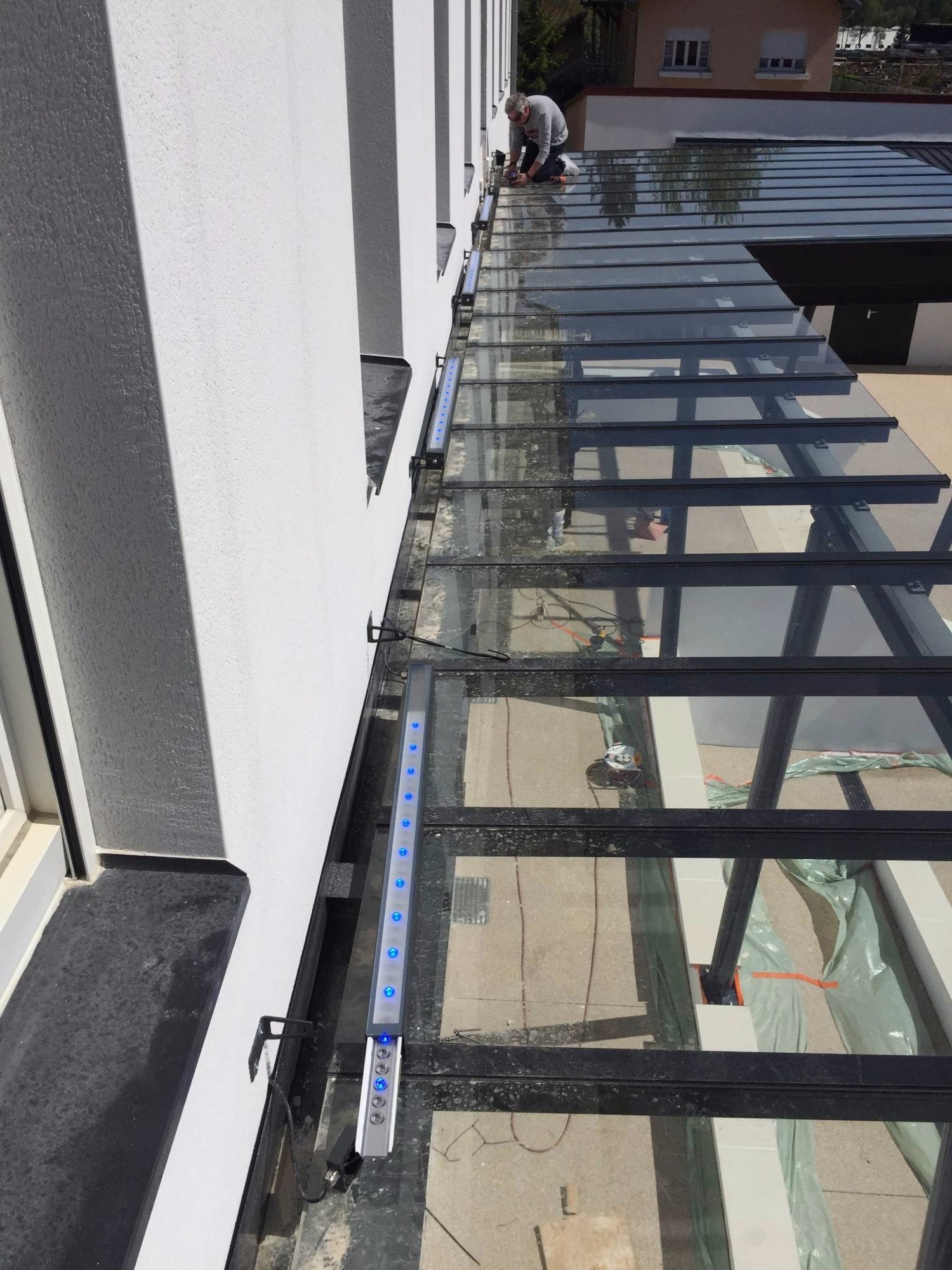 Mise en service projecteurs LED Mairie de Groissiat