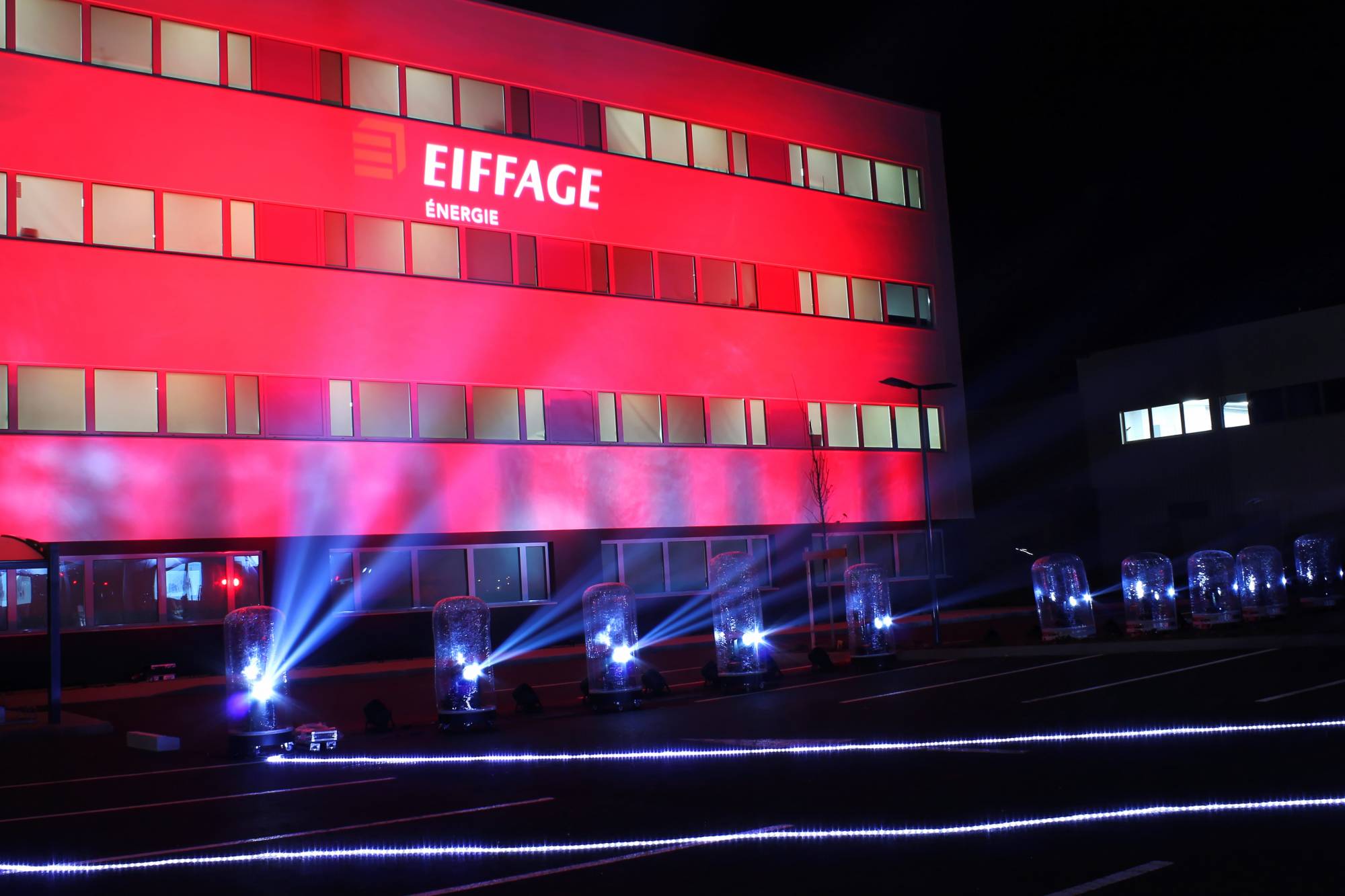 Eclairage du bâtiment d'Eiffage à Lyon