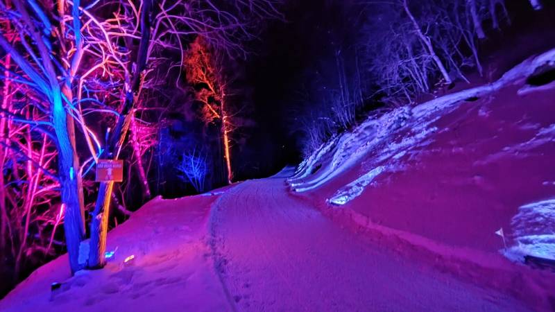 Mise en lumière d'une piste de ski en région Auvergne-Rhône-Alpes